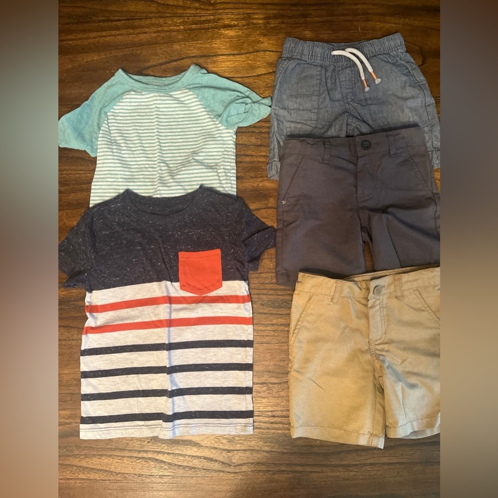 5 Cat & Jack Toddler Boys Size 4t 2 T-Shirts & 3 Shorts